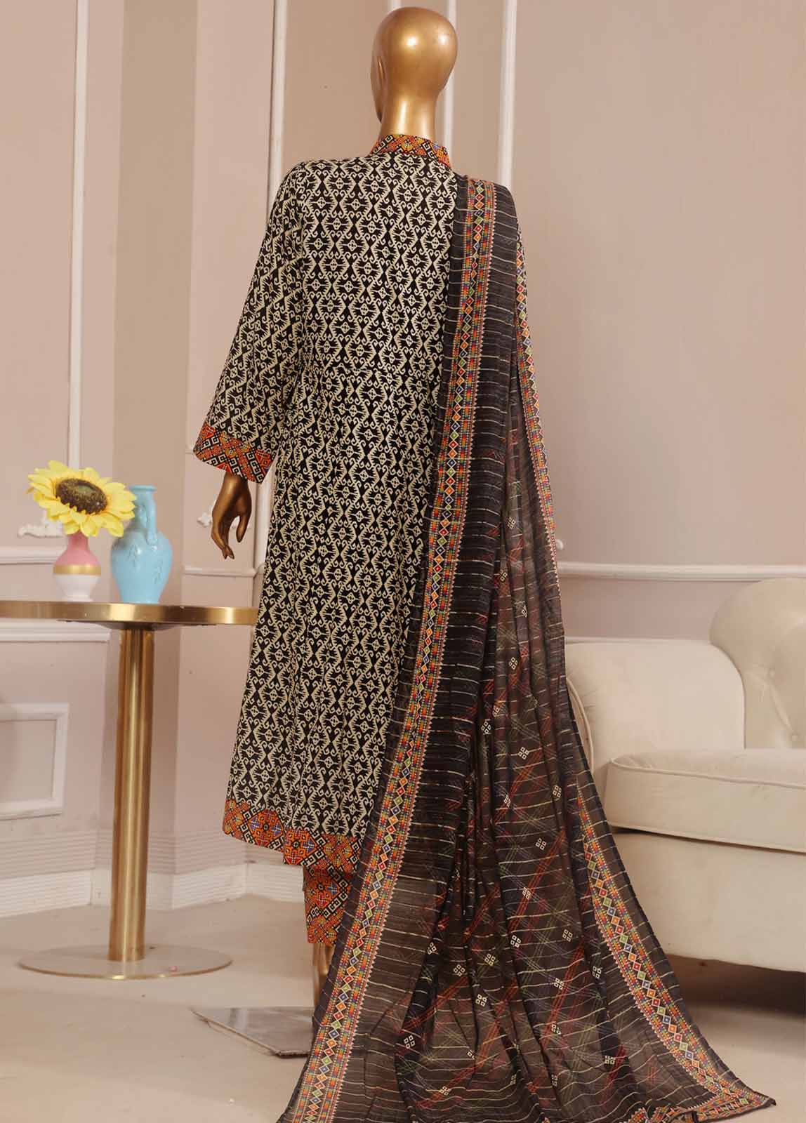 Bin Saeed Fabric - SMP-FR-030-3 Piece Lawn Printed Frock Style Suit