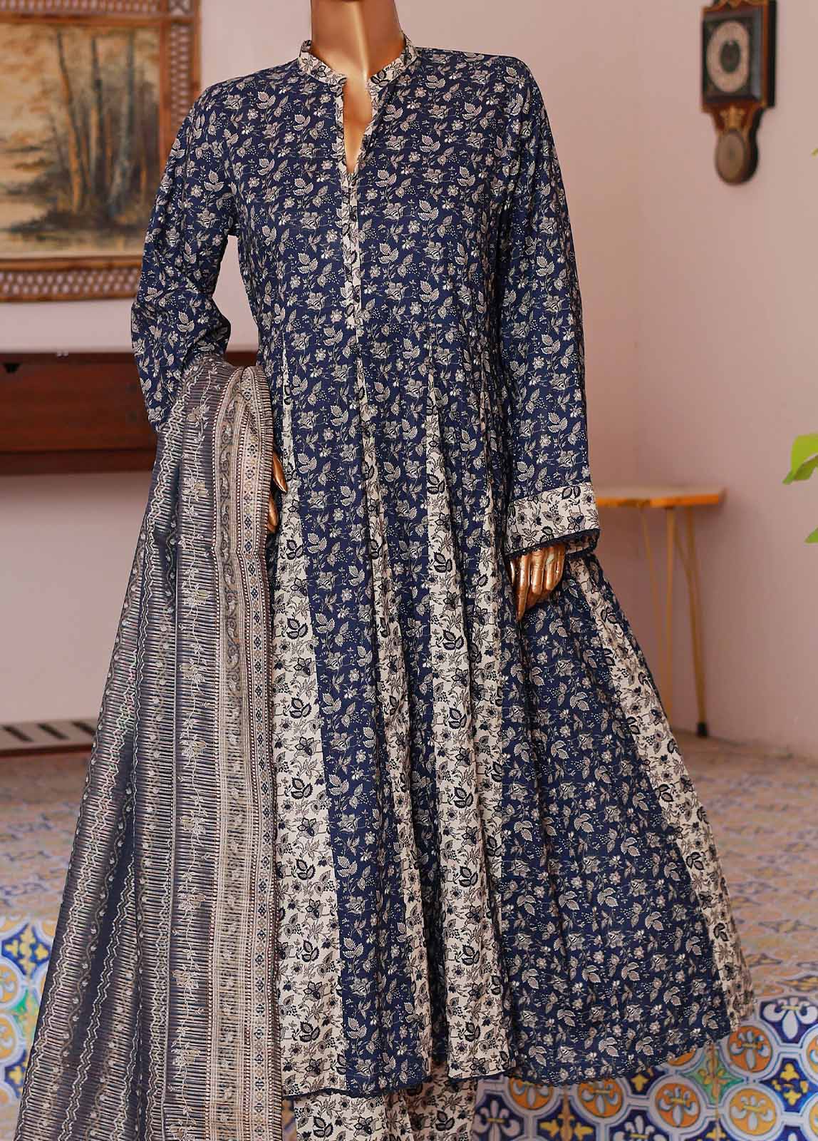 Bin Saeed Fabric - SMP-FR-031-3 Piece Lawn Printed Frock Style Suit