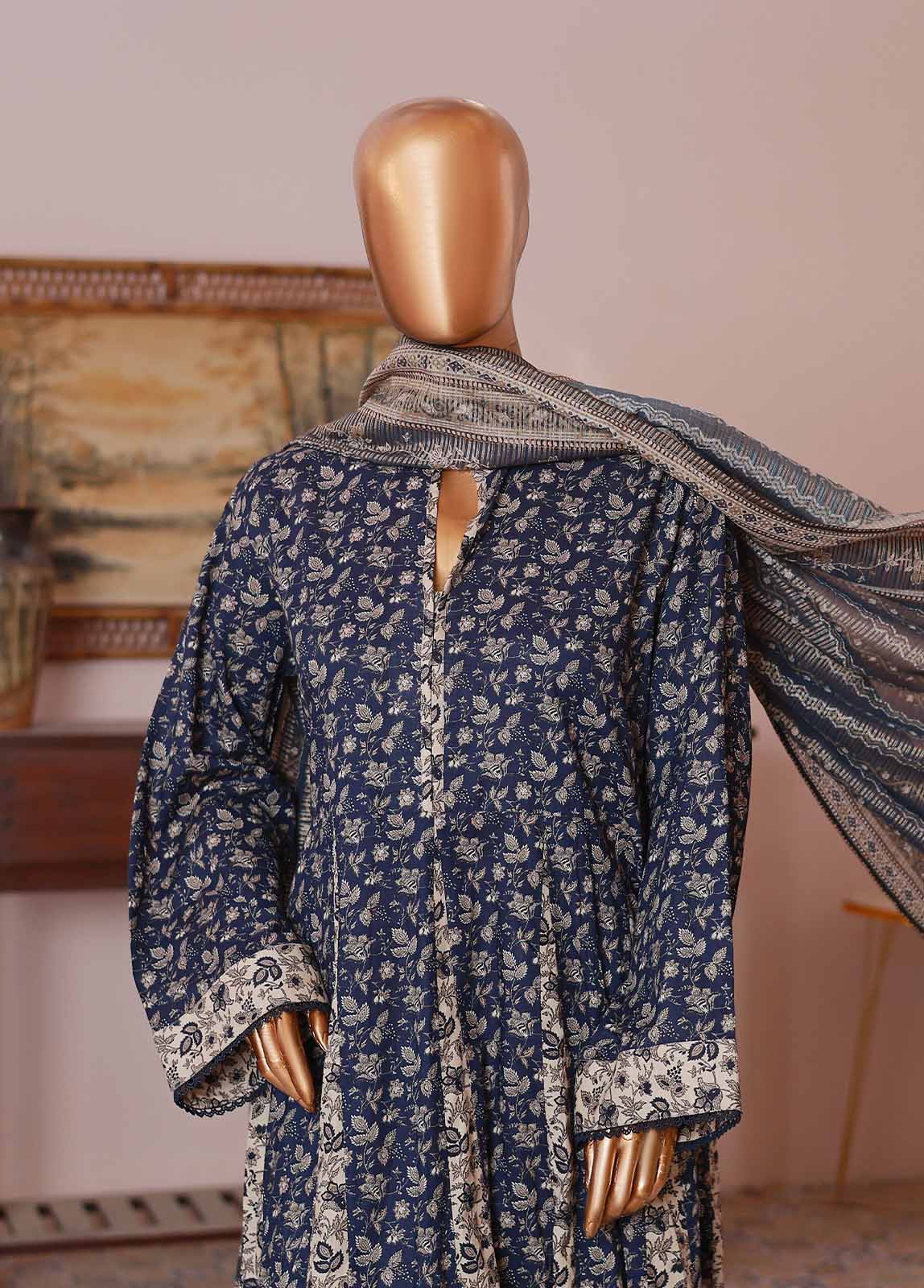 Bin Saeed Fabric - SMP-FR-031-3 Piece Lawn Printed Frock Style Suit