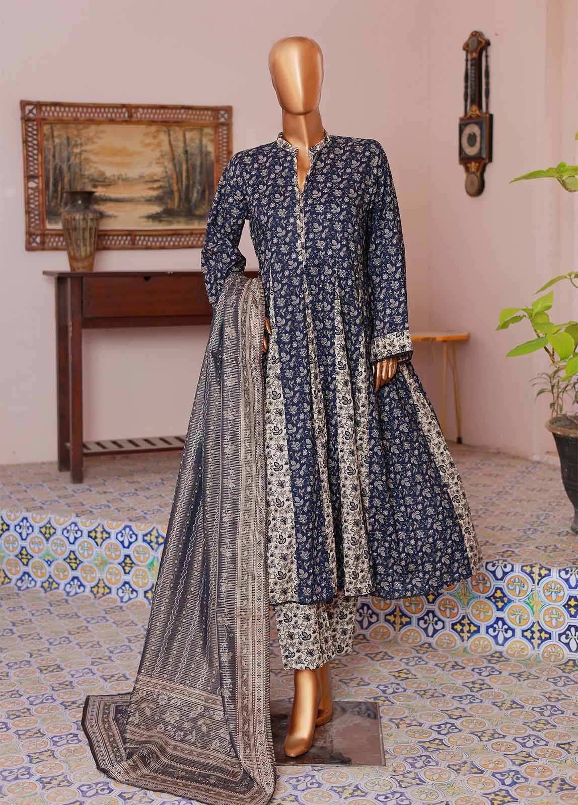 Bin Saeed Fabric - SMP-FR-031-3 Piece Lawn Printed Frock Style Suit