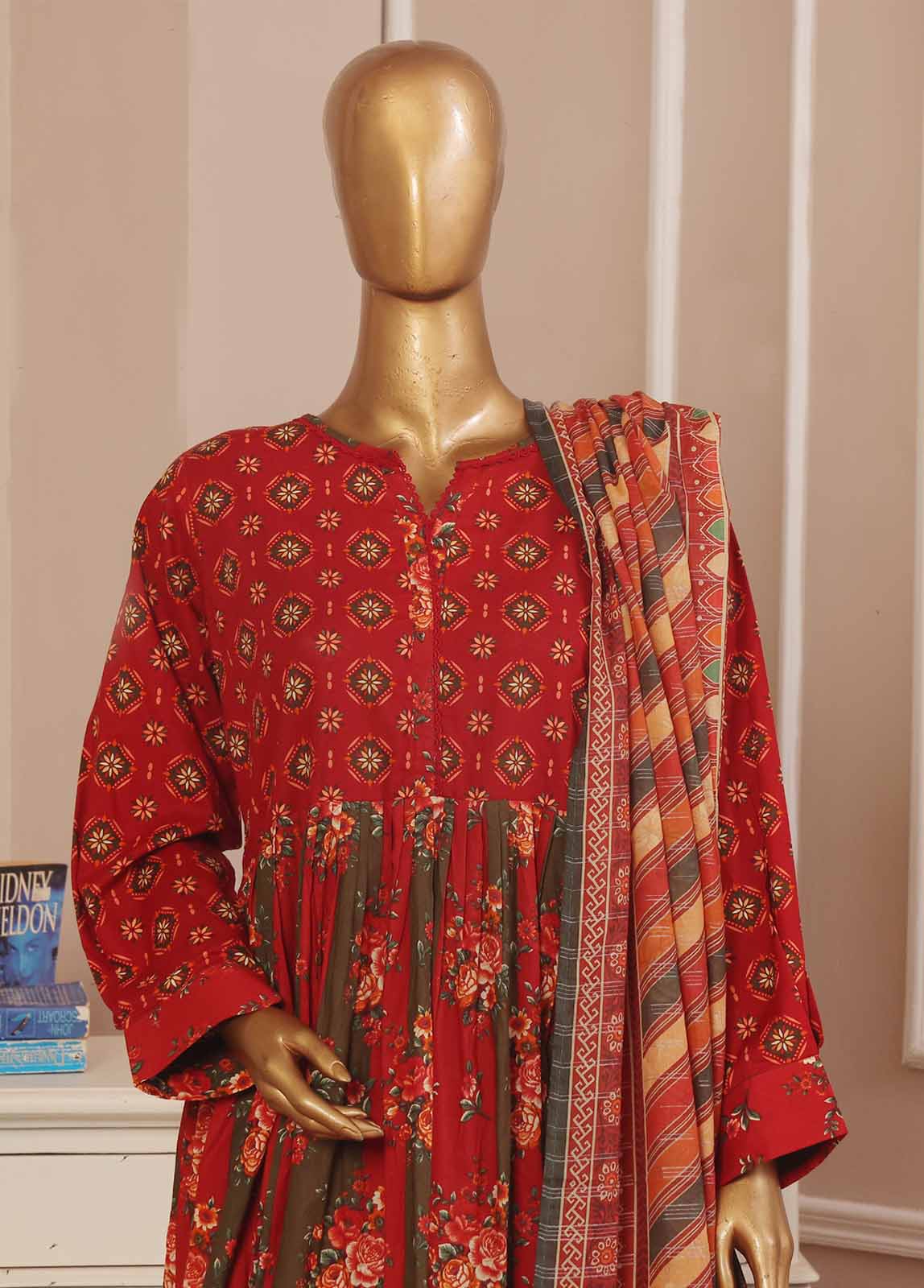 Bin Saeed Fabric - SMP-FR-032-3 Piece Lawn Printed Frock Style Suit