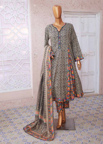 Bin Saeed Fabric - SMP-FR-040-3 Piece Lawn Printed Frock Style Suit
