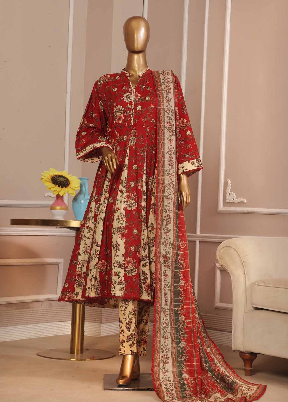 Bin Saeed Fabric - SMP-FR-041-3 Piece Lawn Printed Frock Style Suit