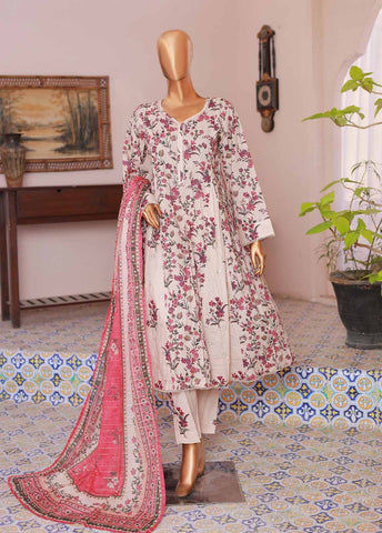 Bin Saeed Fabric - SMP-FR-043-3 Piece Lawn Printed Frock Style Suit