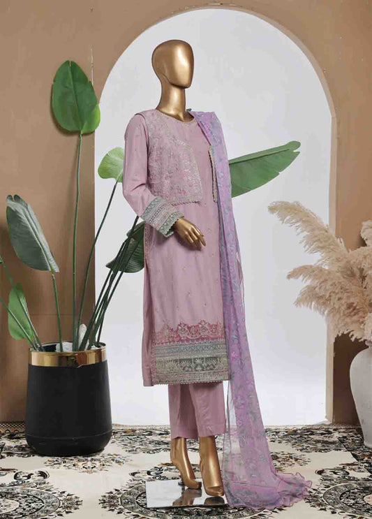 SMPC-001 B- 3 Piece Luxury Embroidered Stitched Suit