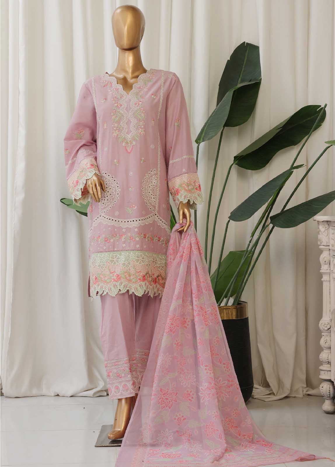 Bin Saeed Fabric - SMPC-001 A- 3 Piece Luxury Embroidered Stitched Suit