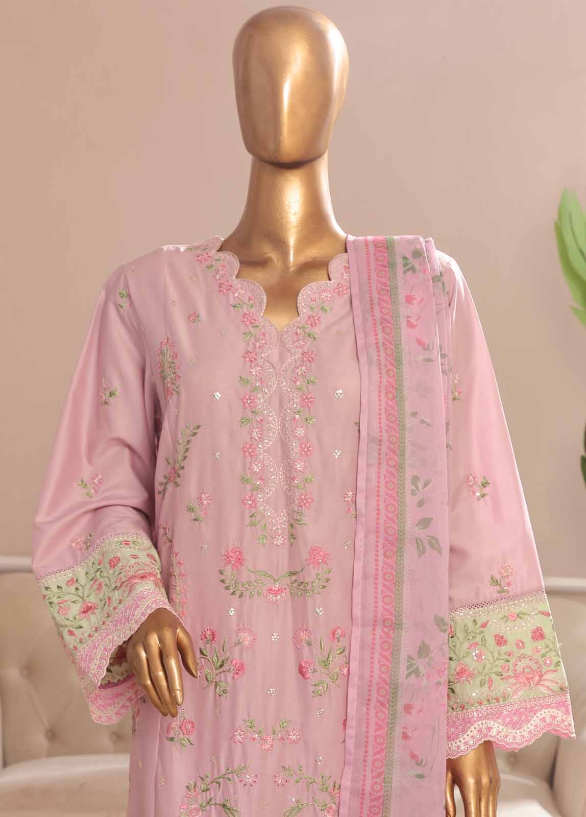 Bin Saeed Fabric - SMPC-001 O- 3 Piece Luxury Embroidered Stitched Suit
