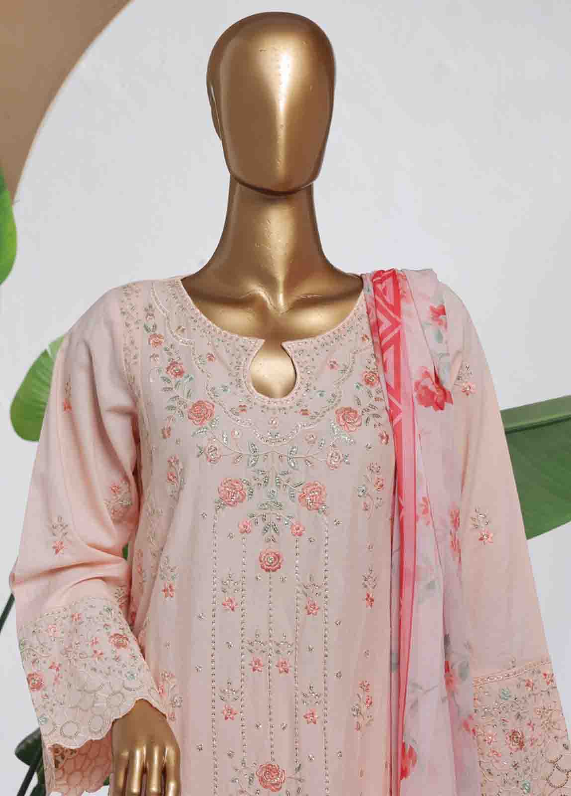 Bin Saeed Fabric - SMPC-003 B- 3 Piece Luxury Embroidered Stitched Suit