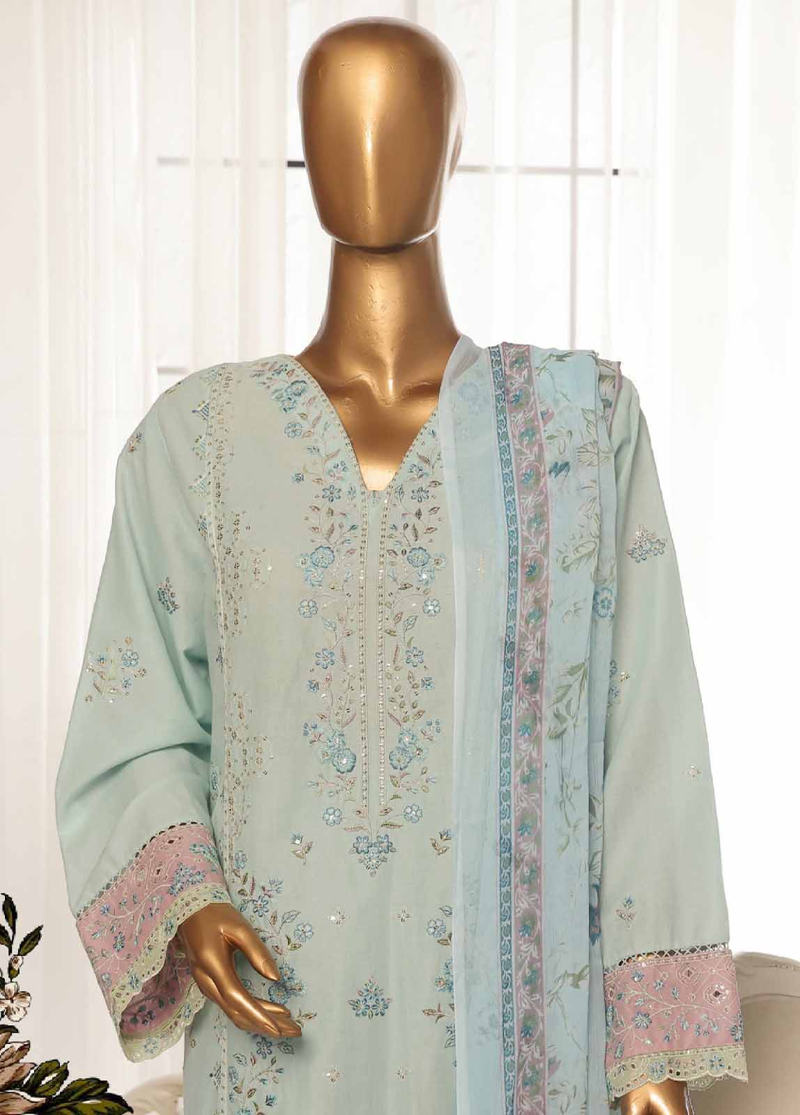 Bin Saeed Fabric - SMPC-004 O- 3 Piece Luxury Embroidered Stitched Suit