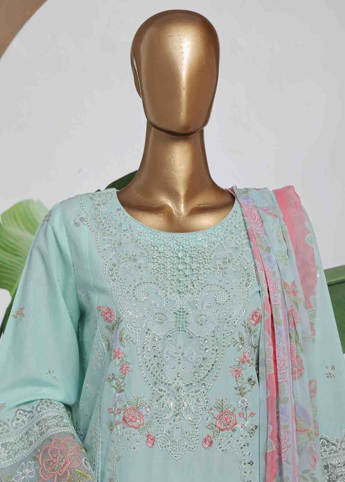 Bin Saeed Fabric - SMPC-007 O- 3 Piece Luxury Embroidered Stitched Suit