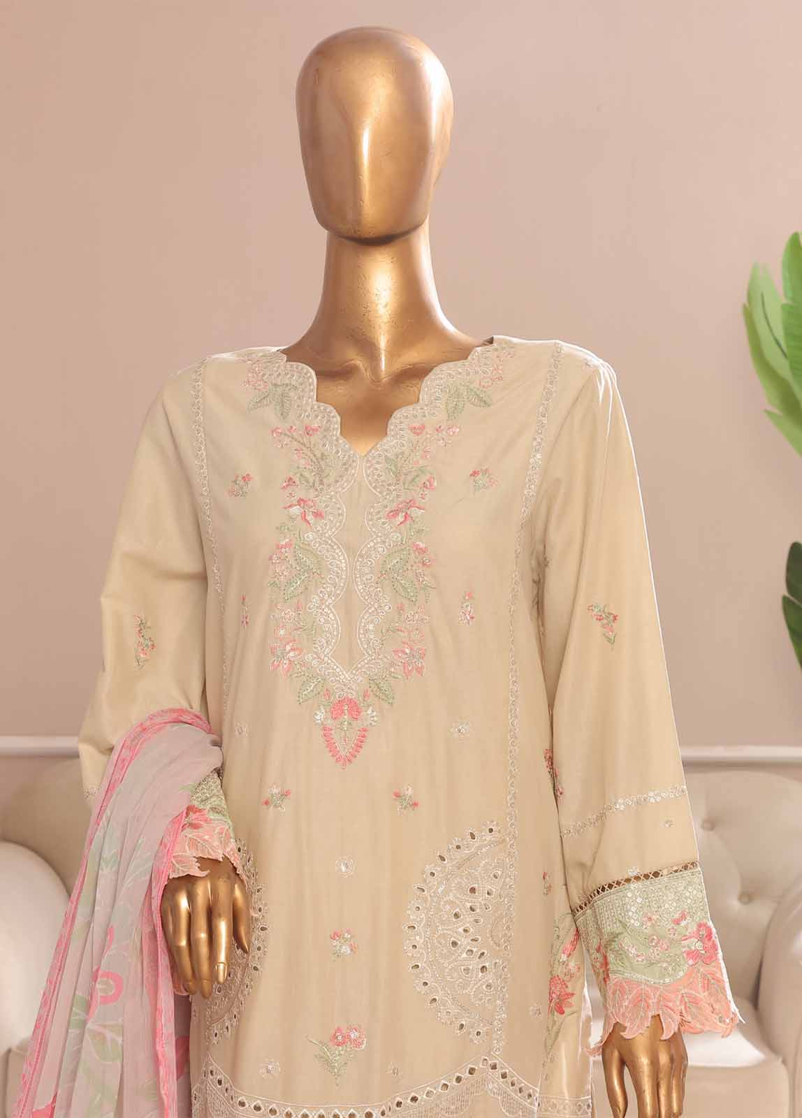 Bin Saeed Fabric - SMPC-008 A- 3 Piece Luxury Embroidered Stitched Suit