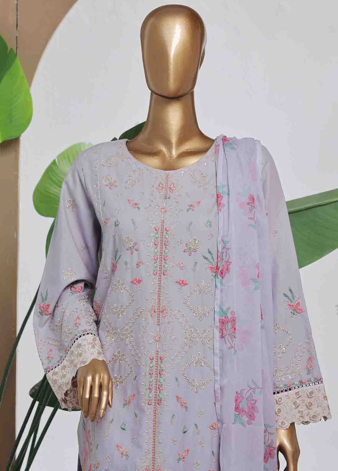 Bin Saeed Fabric - SMPC-009 B- 3 Piece Luxury Embroidered Stitched Suit