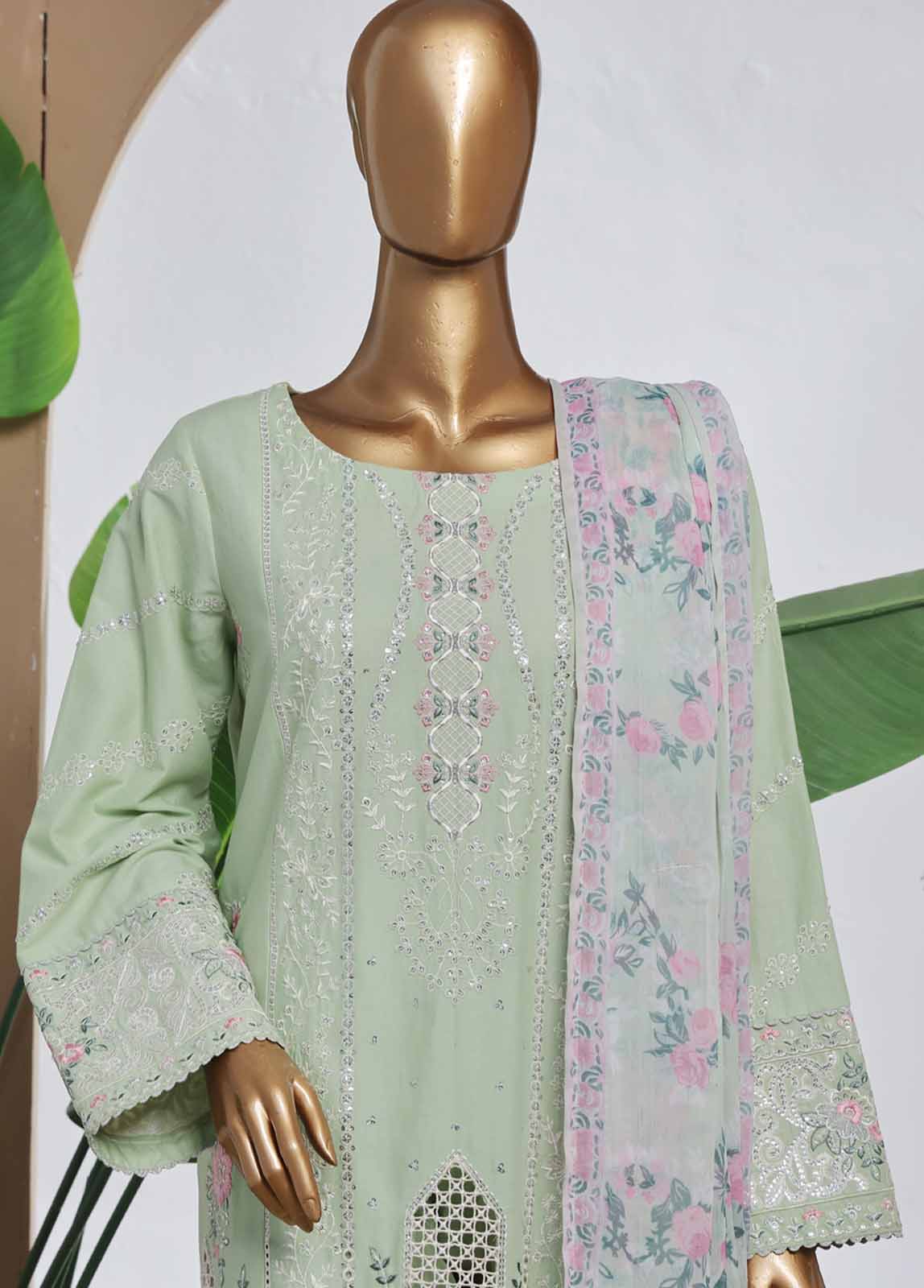 SMPC-010 B- 3 Piece Luxury Embroidered Stitched Suit