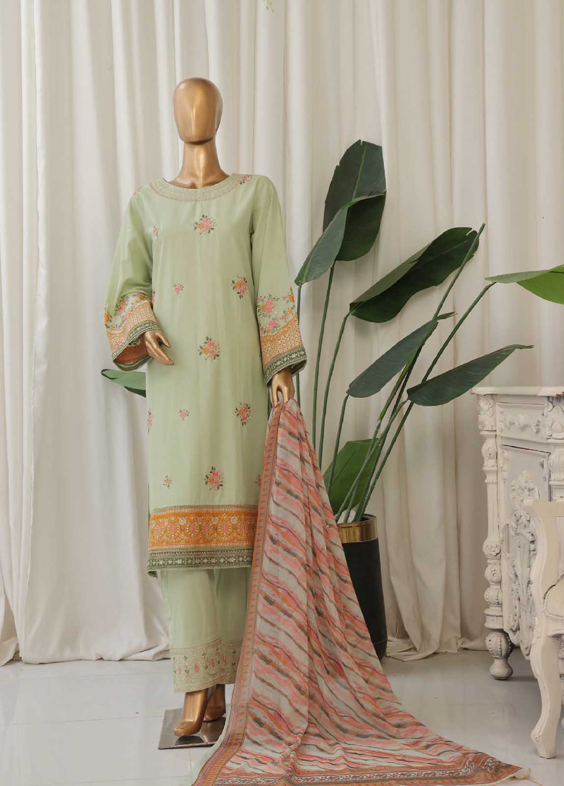 Bin Saeed Fabric - SMPC-010 O- 3 Piece Luxury Embroidered Stitched Suit