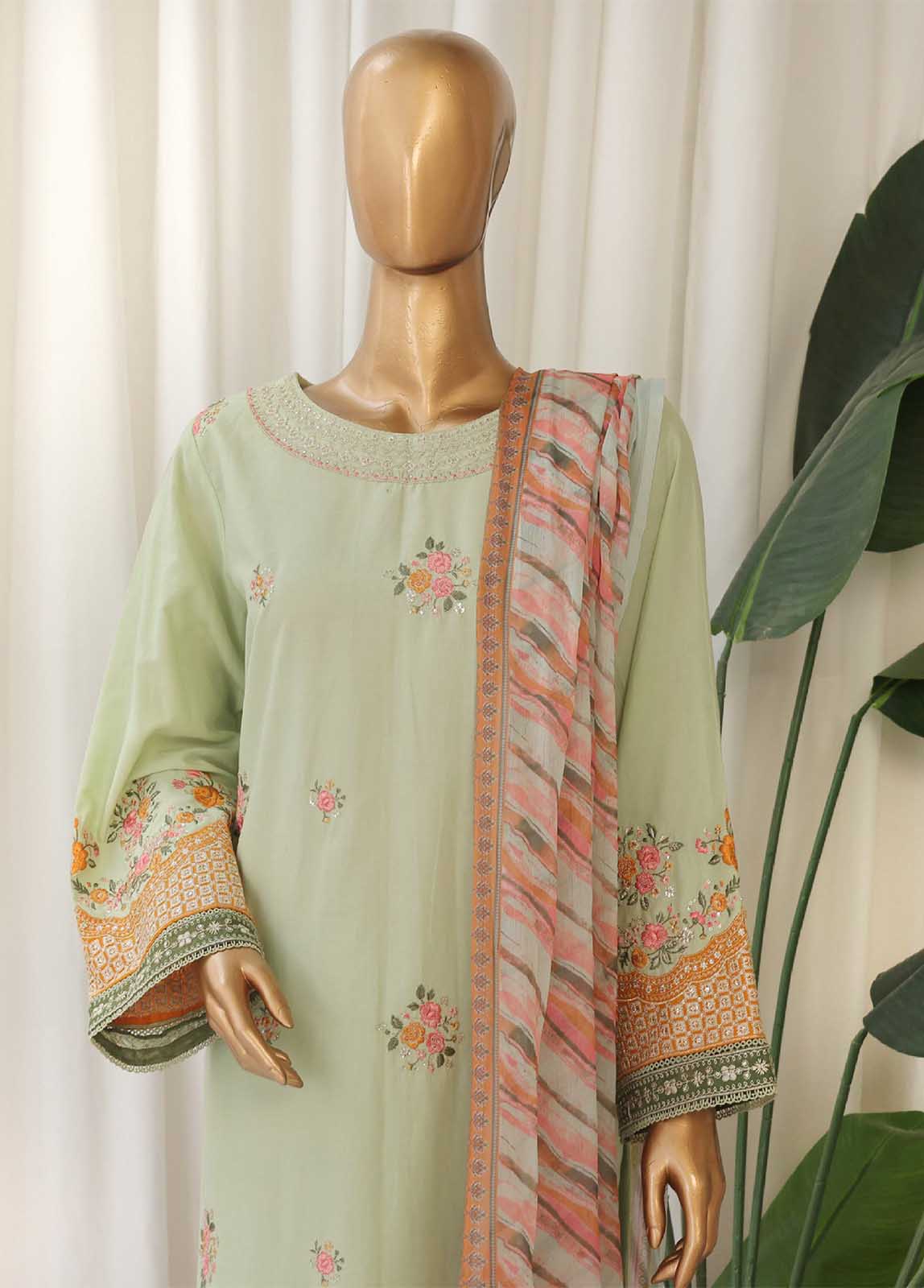 Bin Saeed Fabric - SMPC-010 O- 3 Piece Luxury Embroidered Stitched Suit