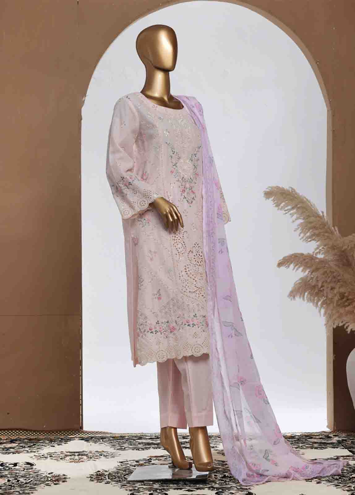 Bin Saeed Fabric - SMPC-011 B- 3 Piece Luxury Embroidered Stitched Suit