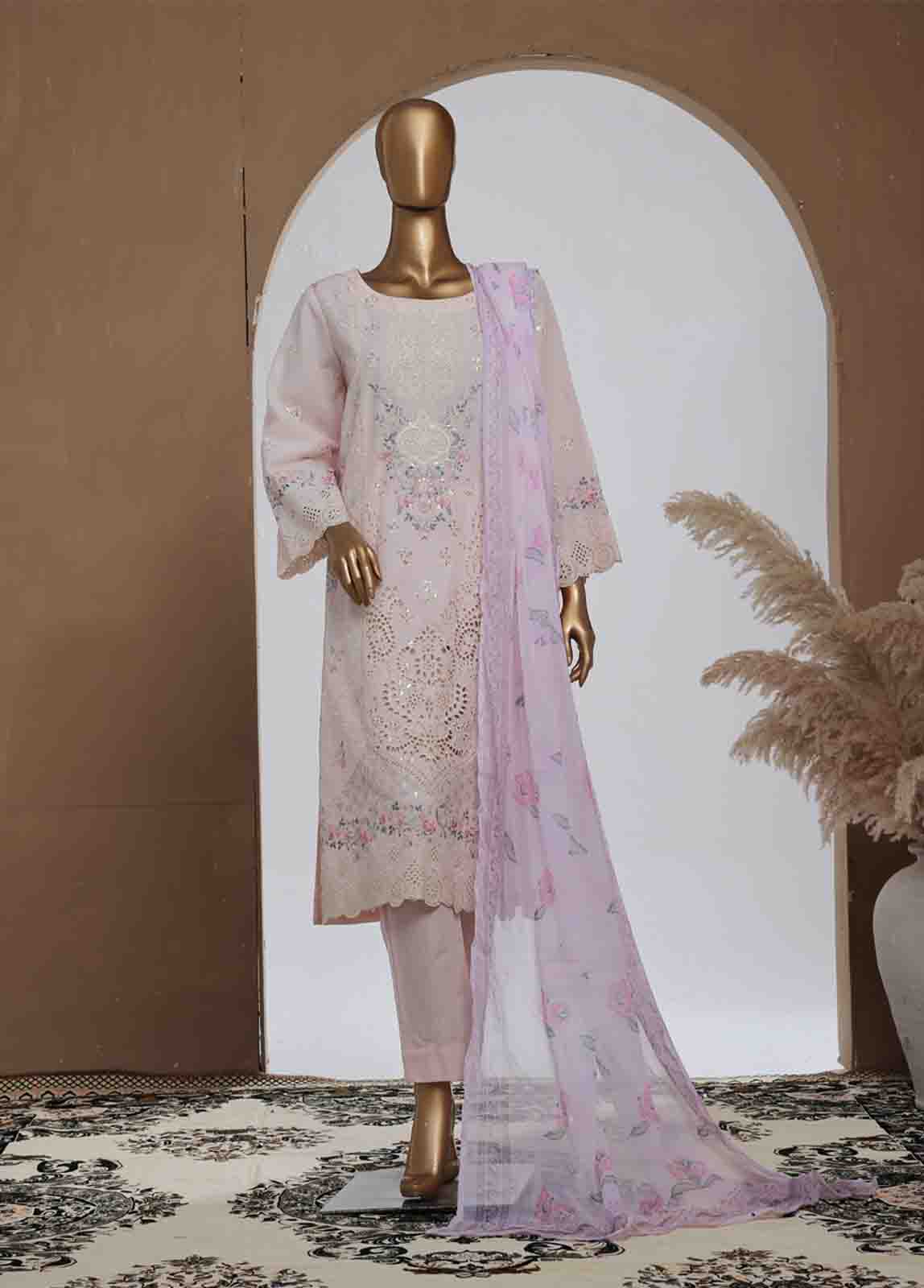 Bin Saeed Fabric - SMPC-011 B- 3 Piece Luxury Embroidered Stitched Suit