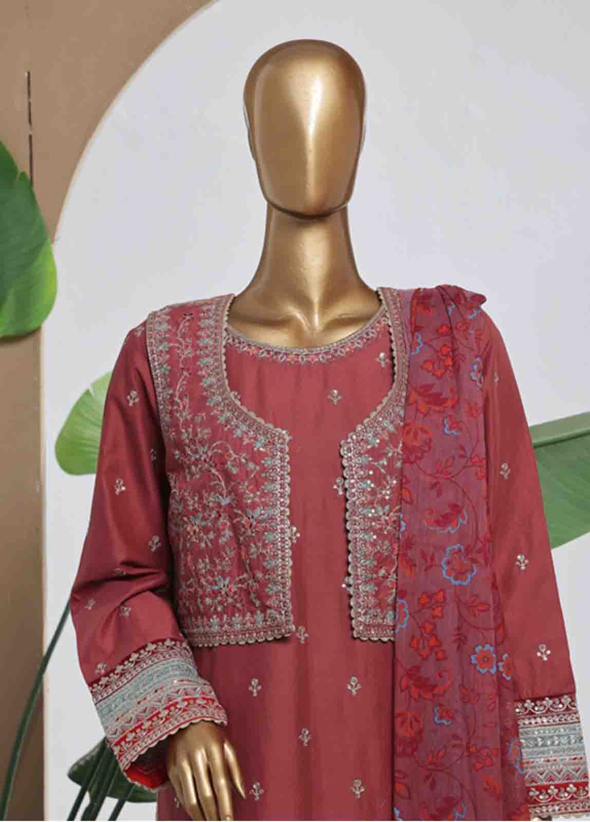Bin Saeed Fabric - SMPC-013 B- 3 Piece Luxury Embroidered Stitched Suit