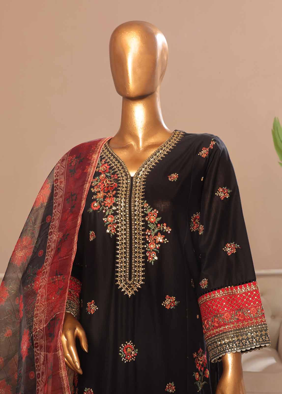 Bin Saeed Fabric - SMPC-016 O- 3 Piece Luxury Embroidered Stitched Suit