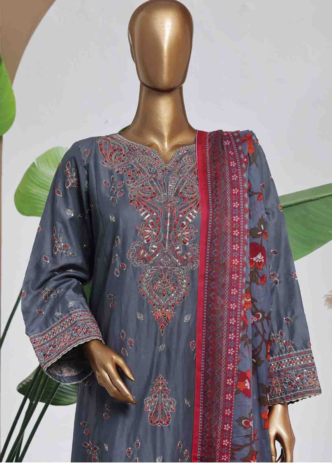 SMPC-017 B- 3 Piece Luxury Embroidered Stitched Suit