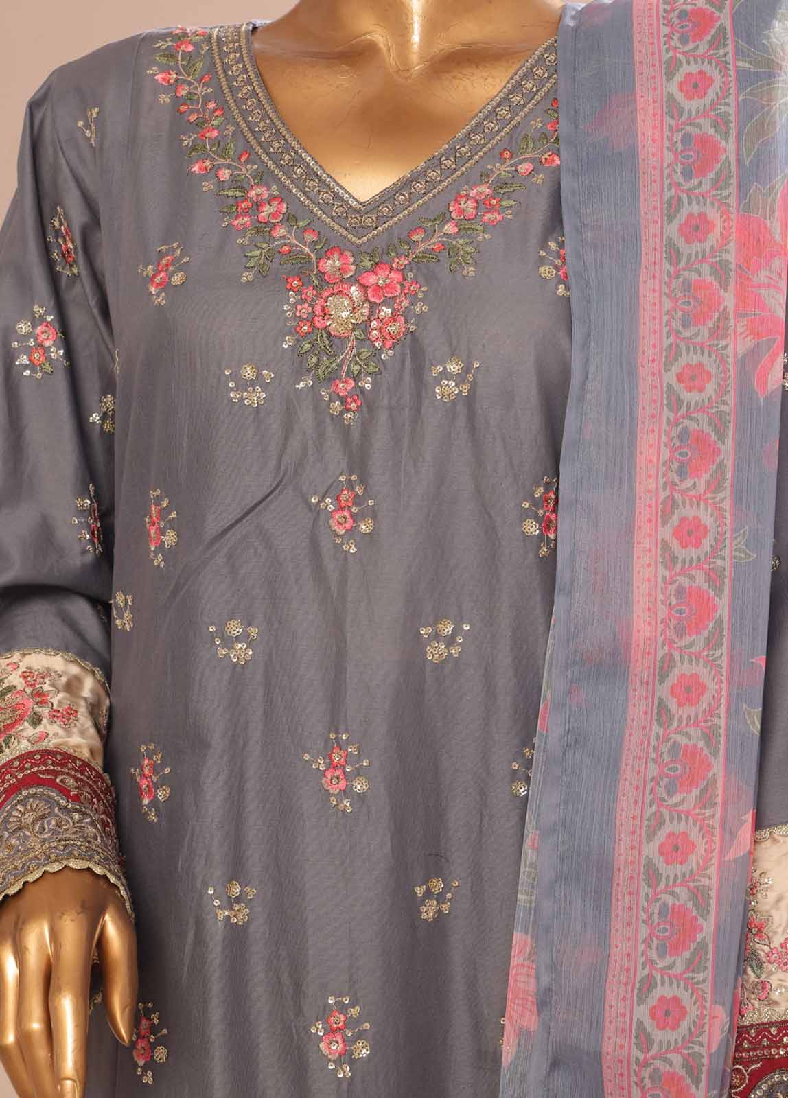 Bin Saeed Fabric - SMPC-017 O- 3 Piece Luxury Embroidered Stitched Suit