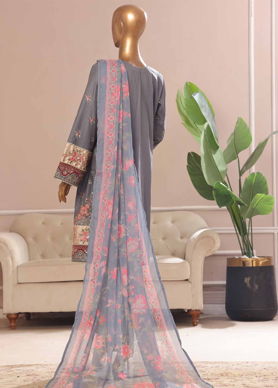 Bin Saeed Fabric - SMPC-017 O- 3 Piece Luxury Embroidered Stitched Suit