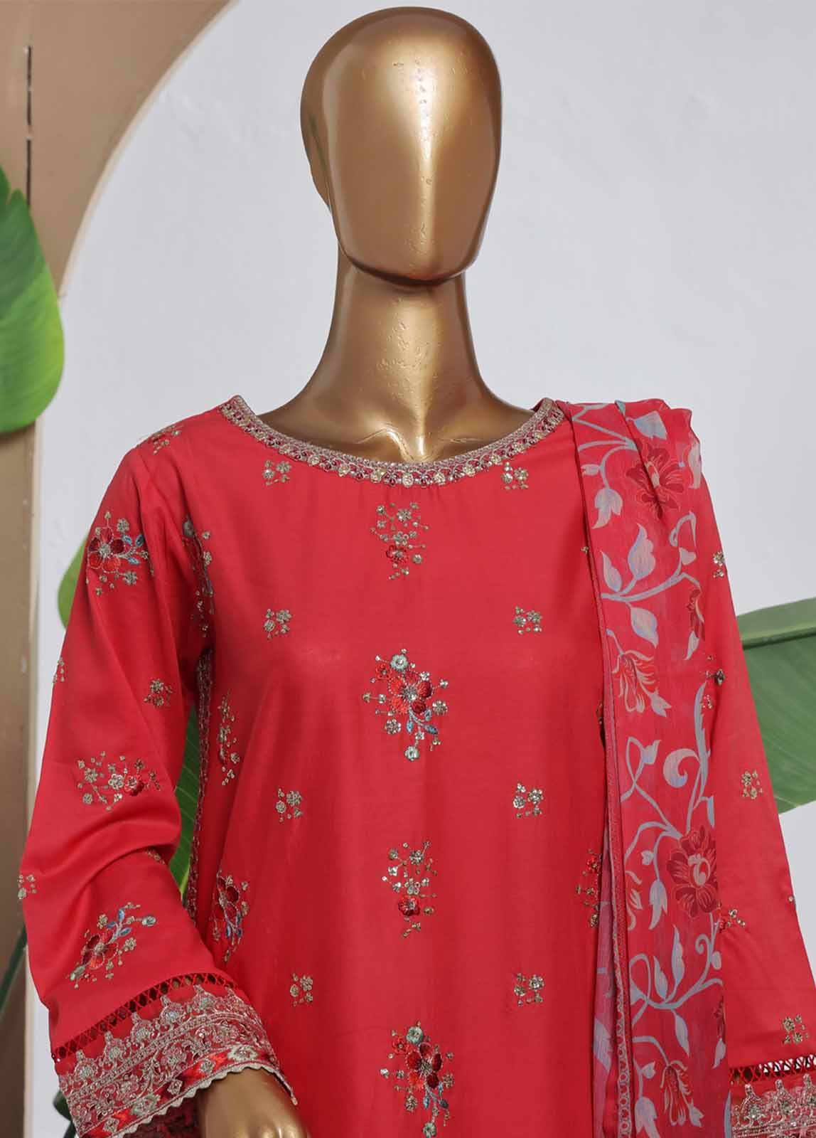 Bin Saeed Fabric - SMPC-019 B- 3 Piece Luxury Embroidered Stitched Suit