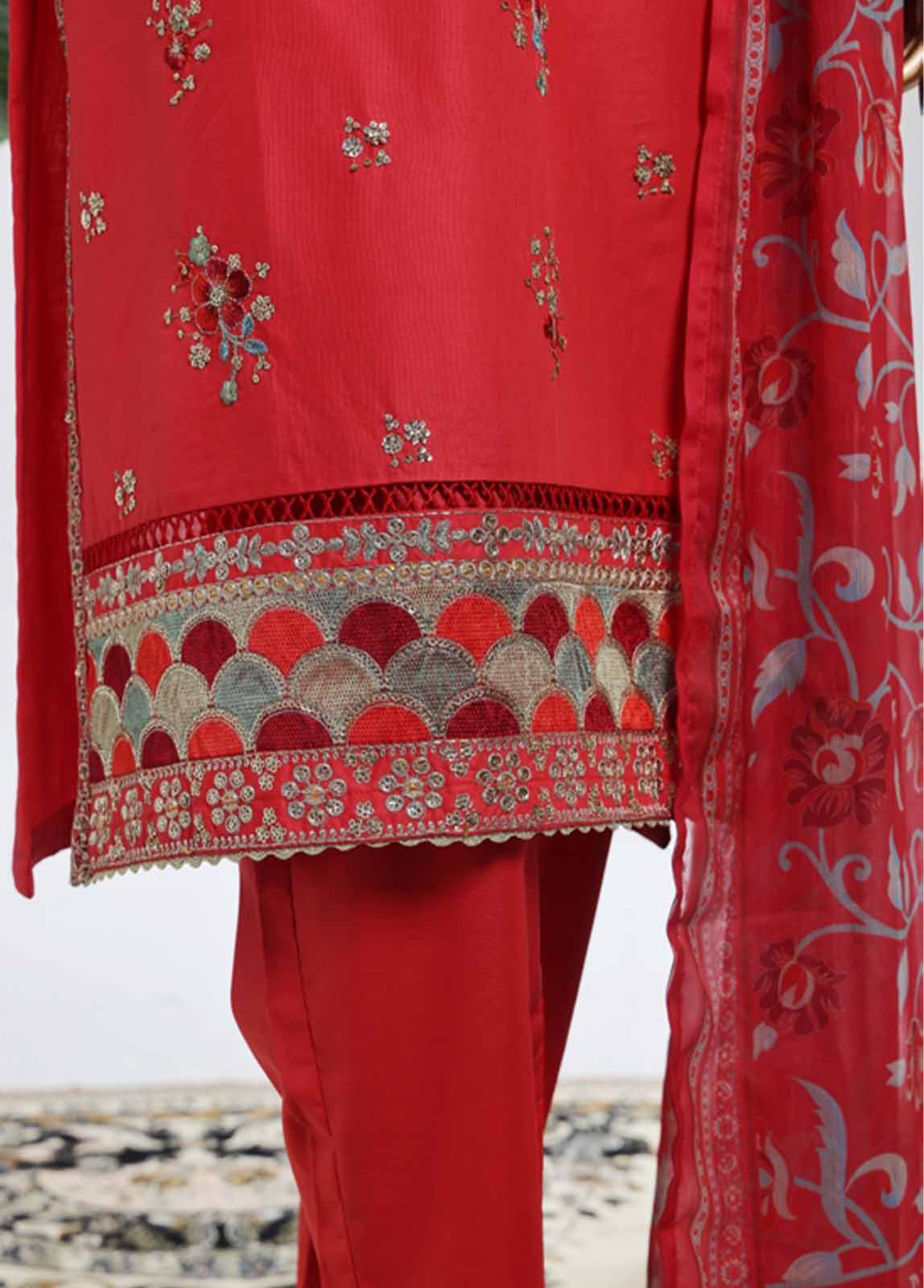Bin Saeed Fabric - SMPC-019 B- 3 Piece Luxury Embroidered Stitched Suit