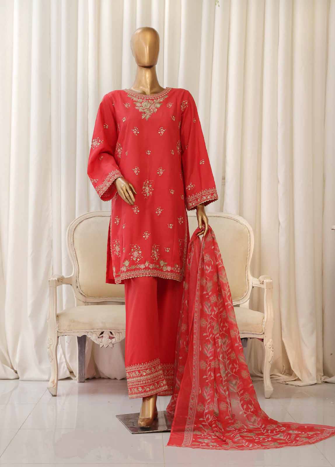 Bin Saeed Fabric - SMPC-019 O- 3 Piece Luxury Embroidered Stitched Suit