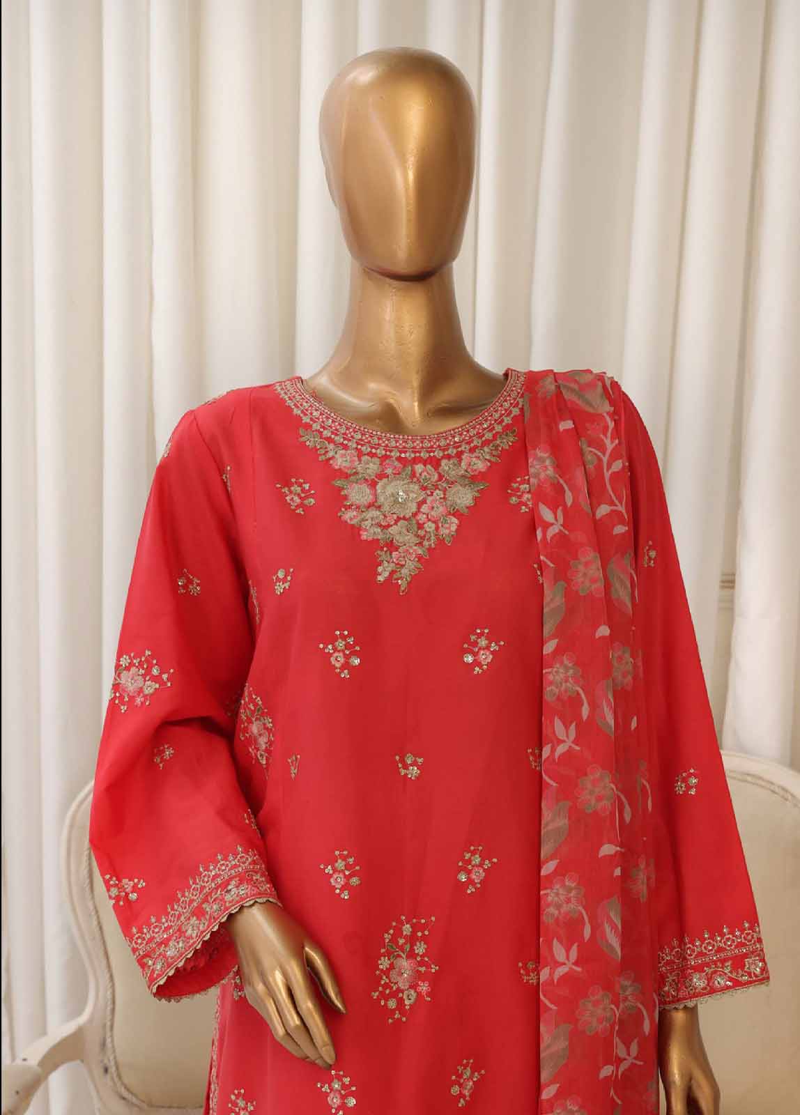 SMPC-019 O- 3 Piece Luxury Embroidered Stitched Suit