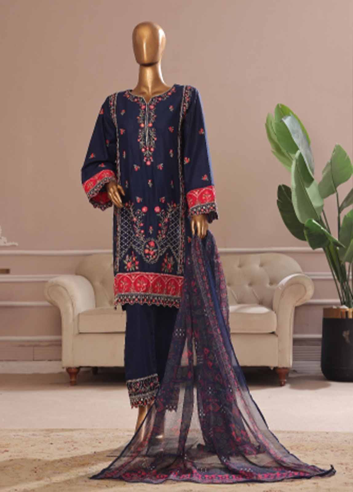 Bin Saeed Fabric - SMPC-020 A- 3 Piece Luxury Embroidered Stitched Suit