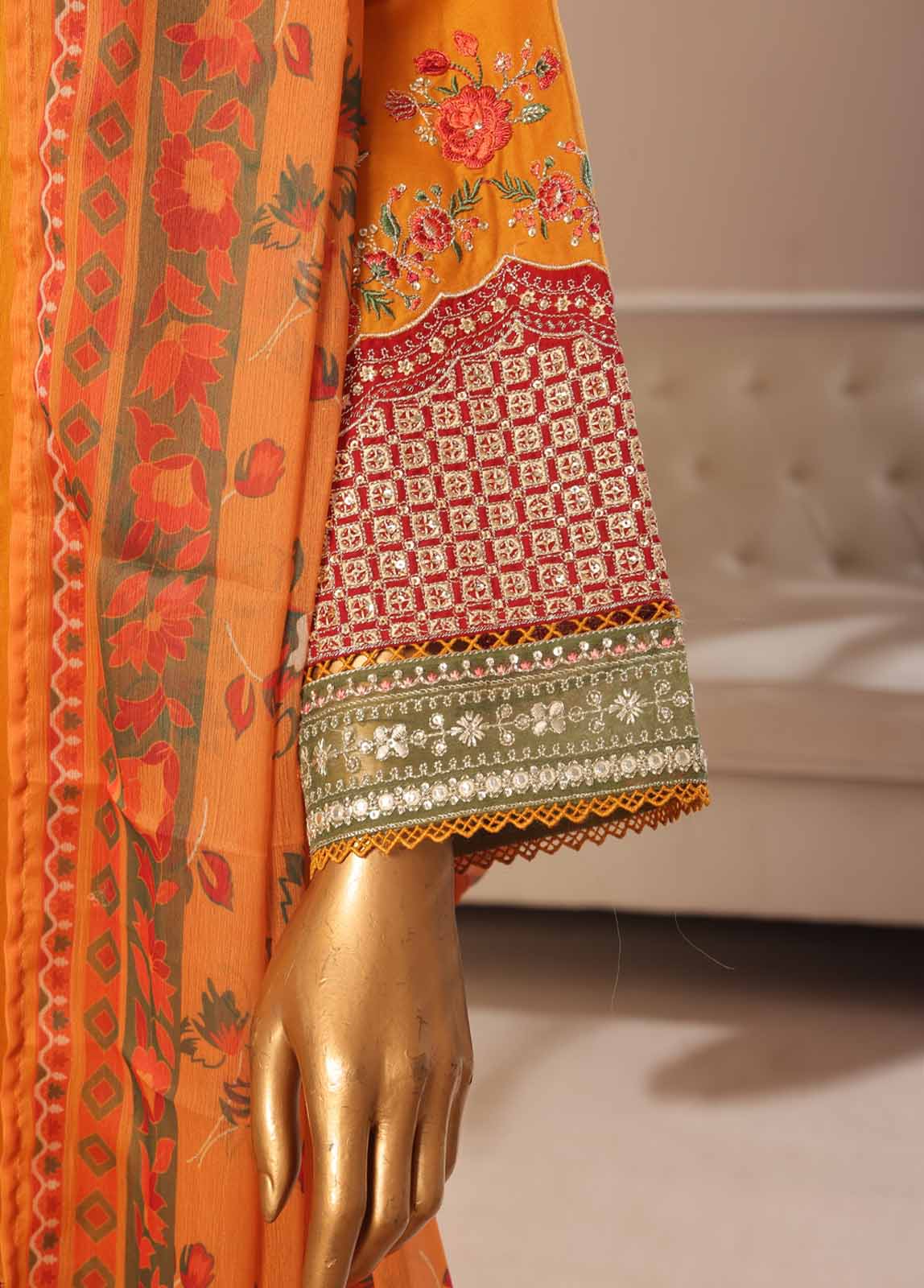 Bin Saeed Fabric - SMPC-021 O- 3 Piece Luxury Embroidered Stitched Suit