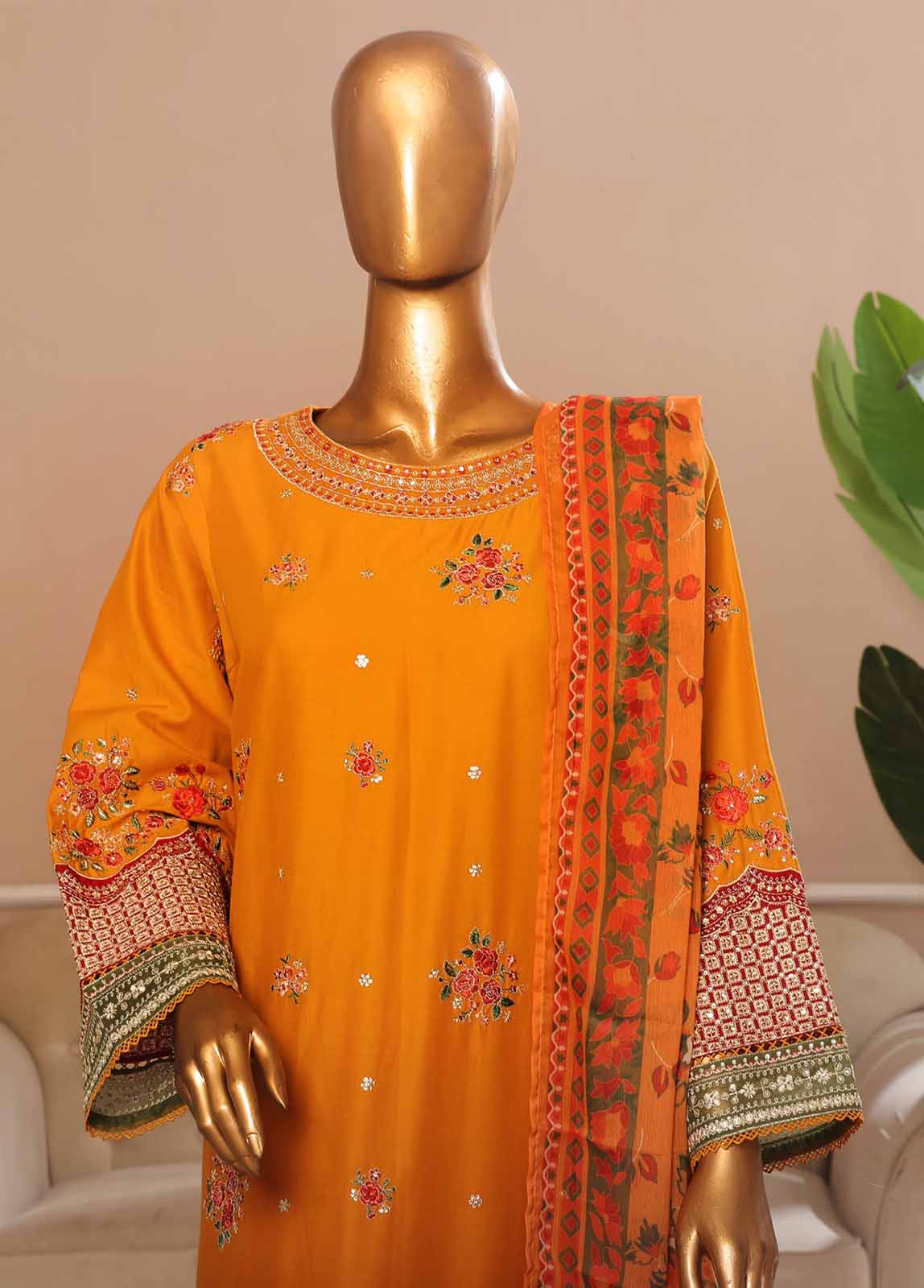 Bin Saeed Fabric - SMPC-021 O- 3 Piece Luxury Embroidered Stitched Suit