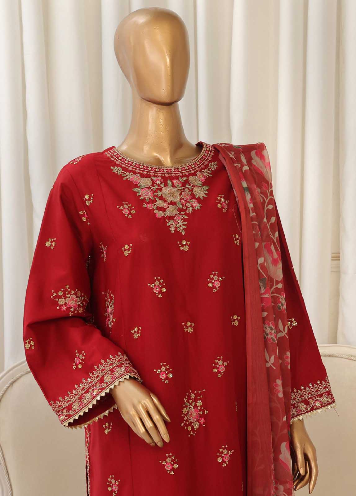 Bin Saeed Fabric - SMPC-023 O- 3 Piece Luxury Embroidered Stitched Suit