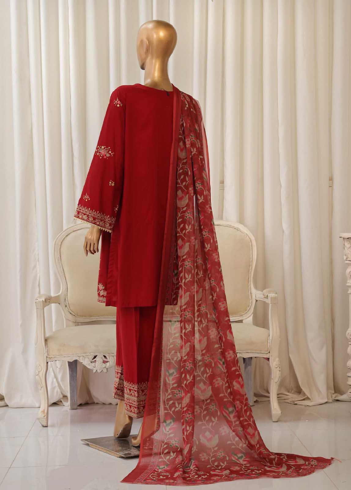 Bin Saeed Fabric - SMPC-023 O- 3 Piece Luxury Embroidered Stitched Suit