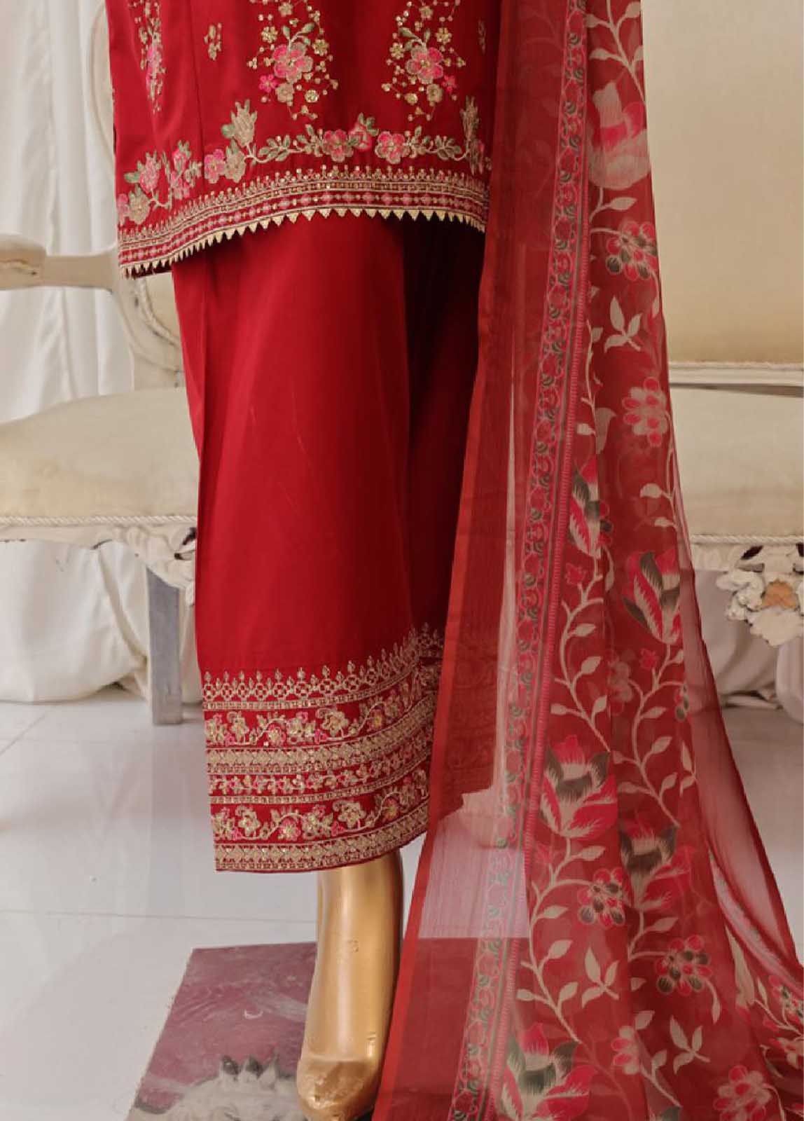 Bin Saeed Fabric - SMPC-023 O- 3 Piece Luxury Embroidered Stitched Suit