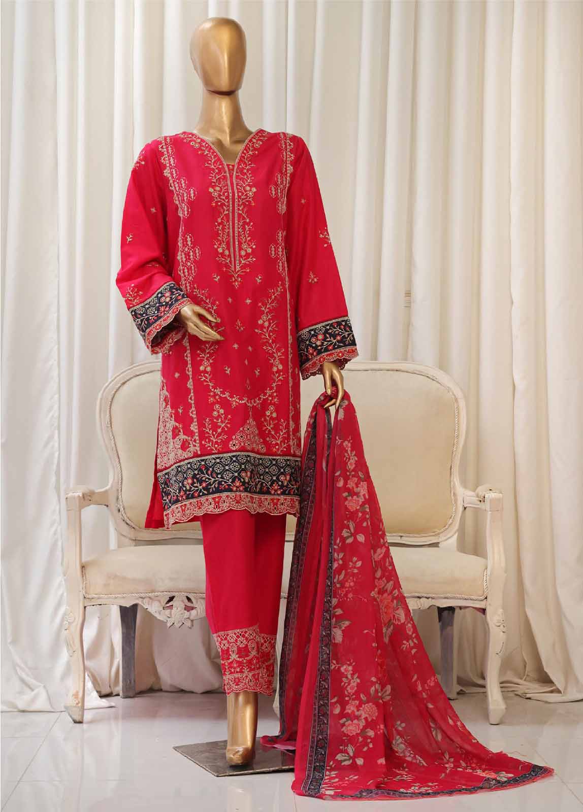 Bin Saeed Fabric - SMPC-025 0- 3 Piece Luxury Embroidered Stitched Suit