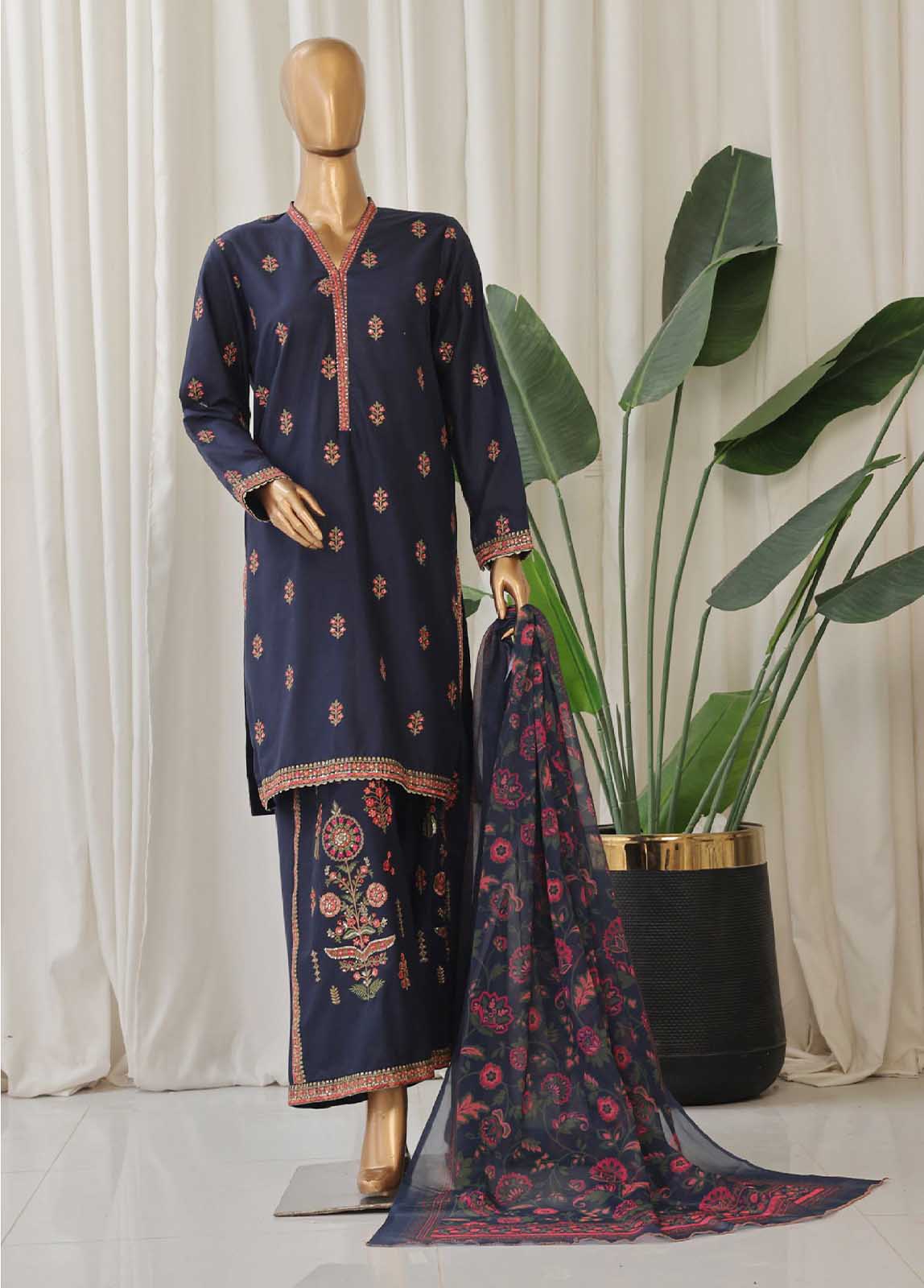 Bin Saeed Fabric - SMPC-026 O- 3 Piece Luxury Embroidered Stitched Suit