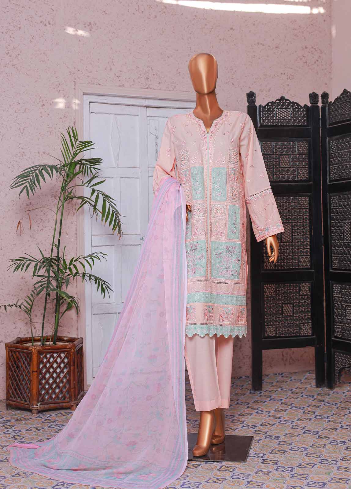 Bin Saeed Fabric - SMPC-EMB-003 B- 3 Piece Luxury Embroidered Stitched Suit