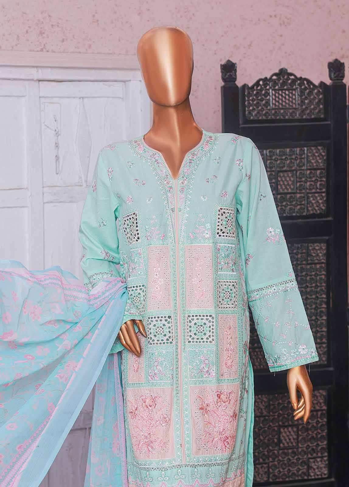 Bin Saeed Fabric - SMPC-EMB-007 B- 3 Piece Luxury Embroidered Stitched Suit