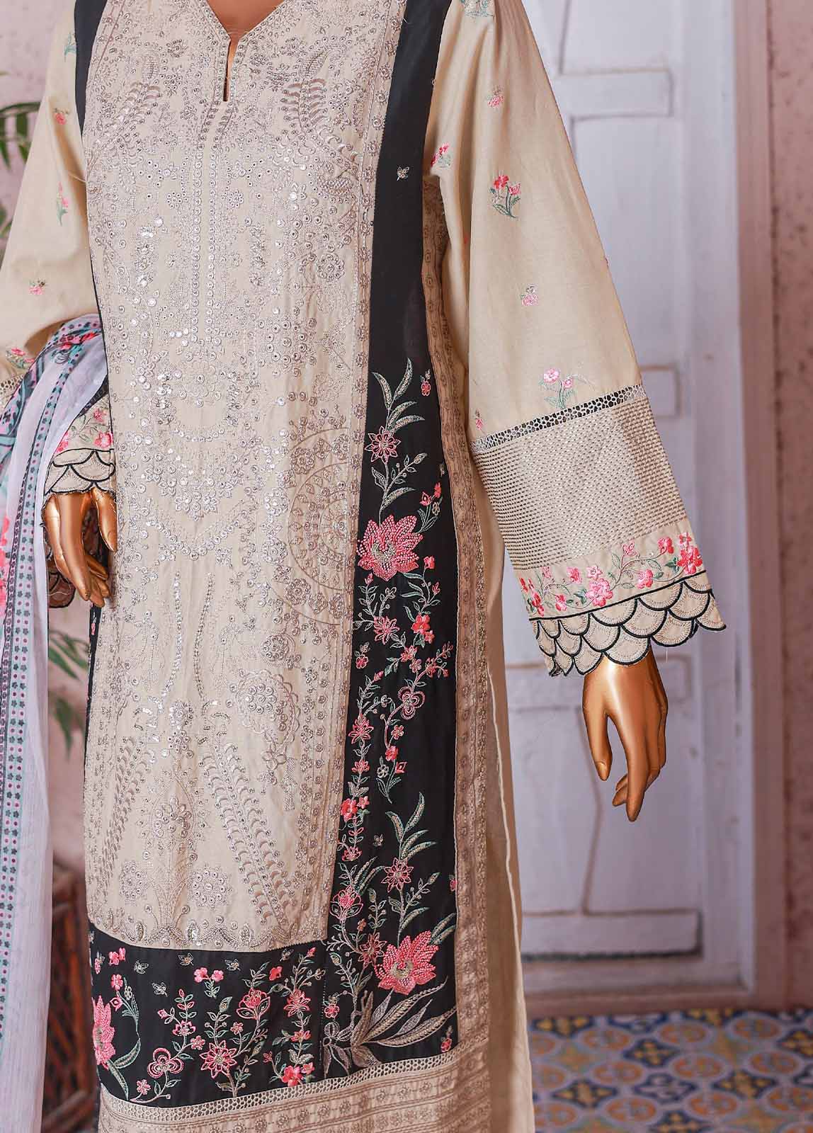 Bin Saeed Fabric - SMPC-EMB-008 B- 3 Piece Luxury Embroidered Stitched Suit