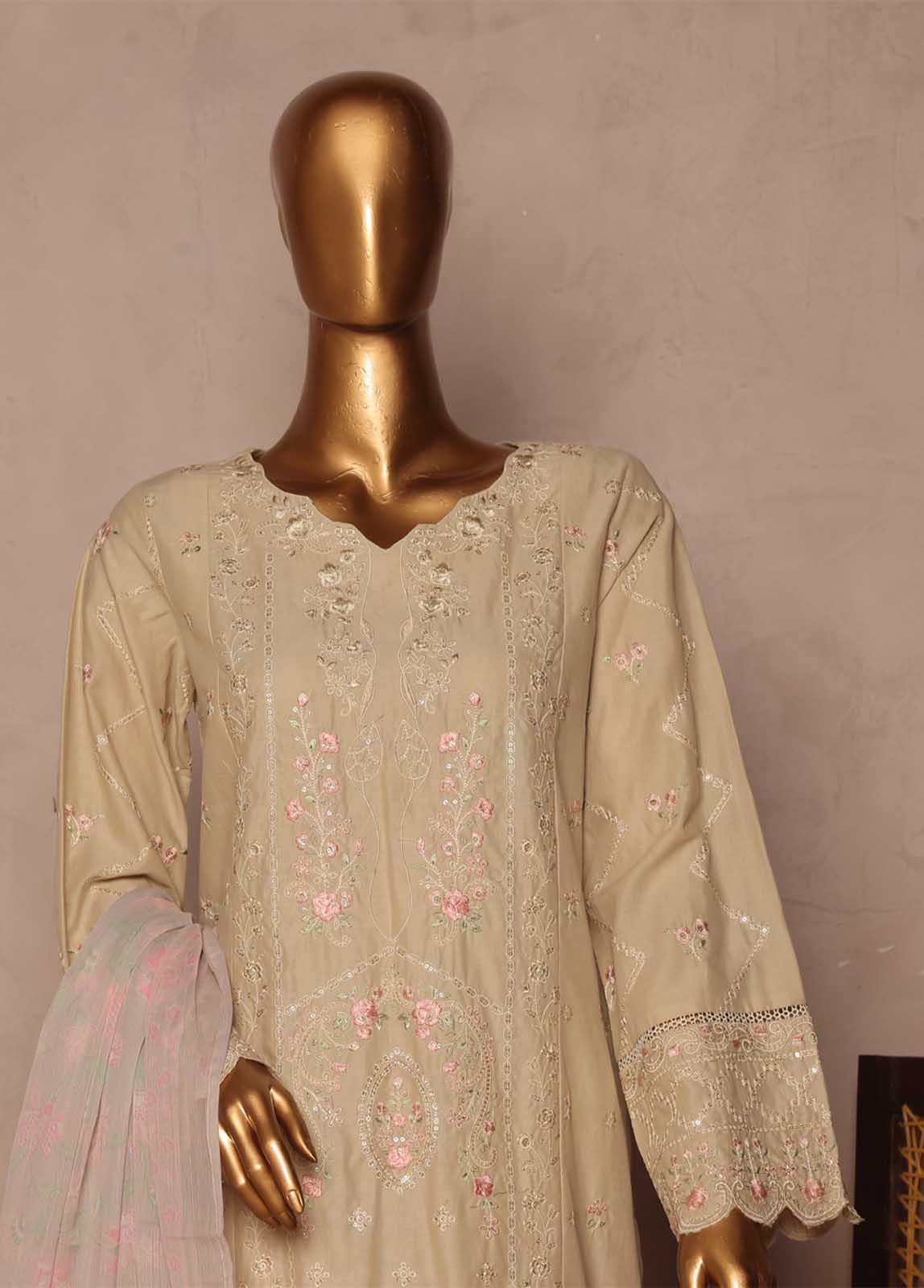 Bin Saeed Fabric - SMPC-EMB-008 O- 3 Piece Luxury Embroidered Stitched Suit