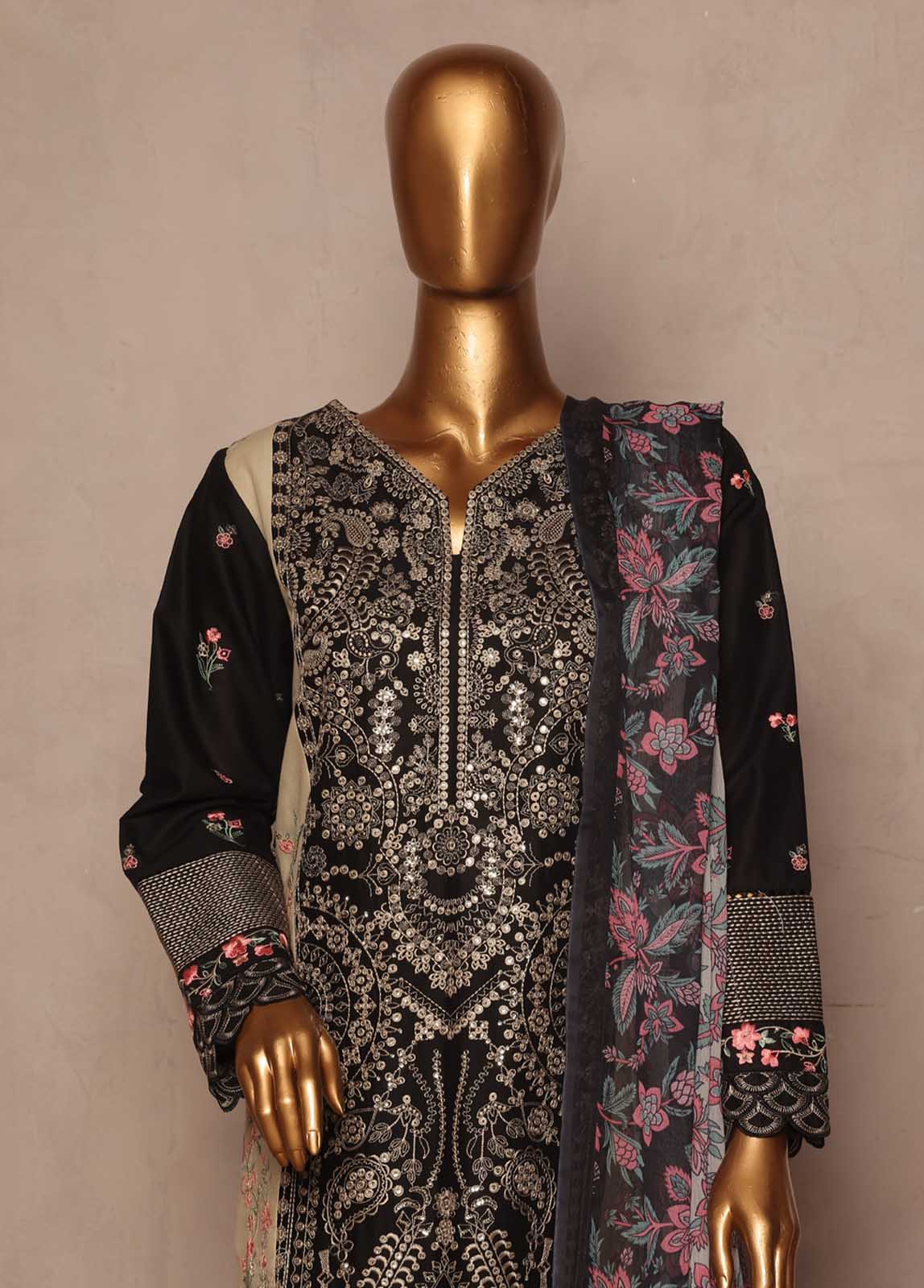 SMPC-EMB-016 B- 3 Piece Luxury Embroidered Stitched Suit