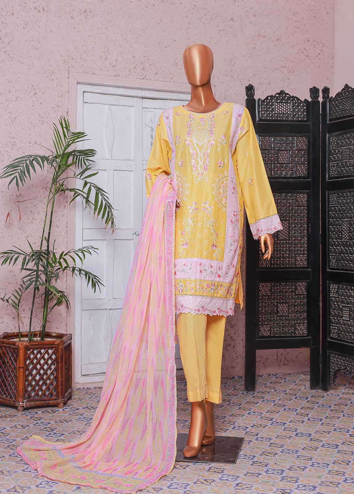 Bin Saeed Fabric - SMPC-EMB-024 A- 3 Piece Luxury Embroidered Stitched Suit