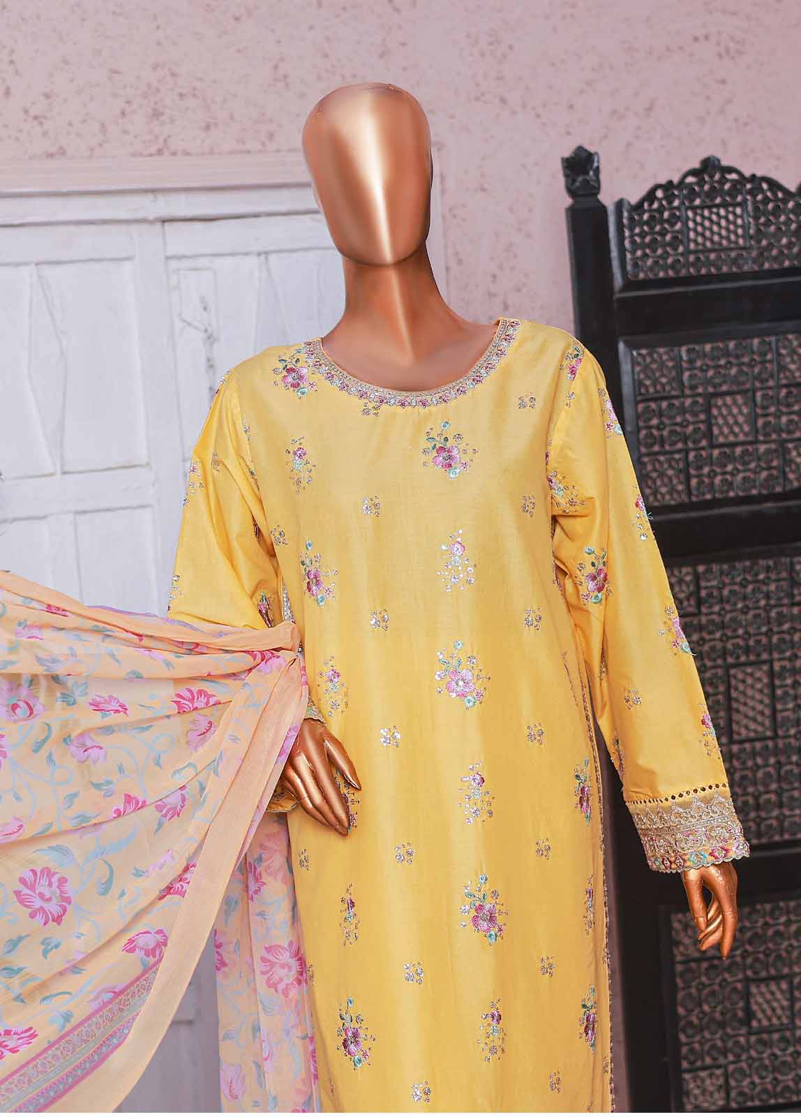 Bin Saeed Fabric - SMPC-EMB-024 B- 3 Piece Luxury Embroidered Stitched Suit