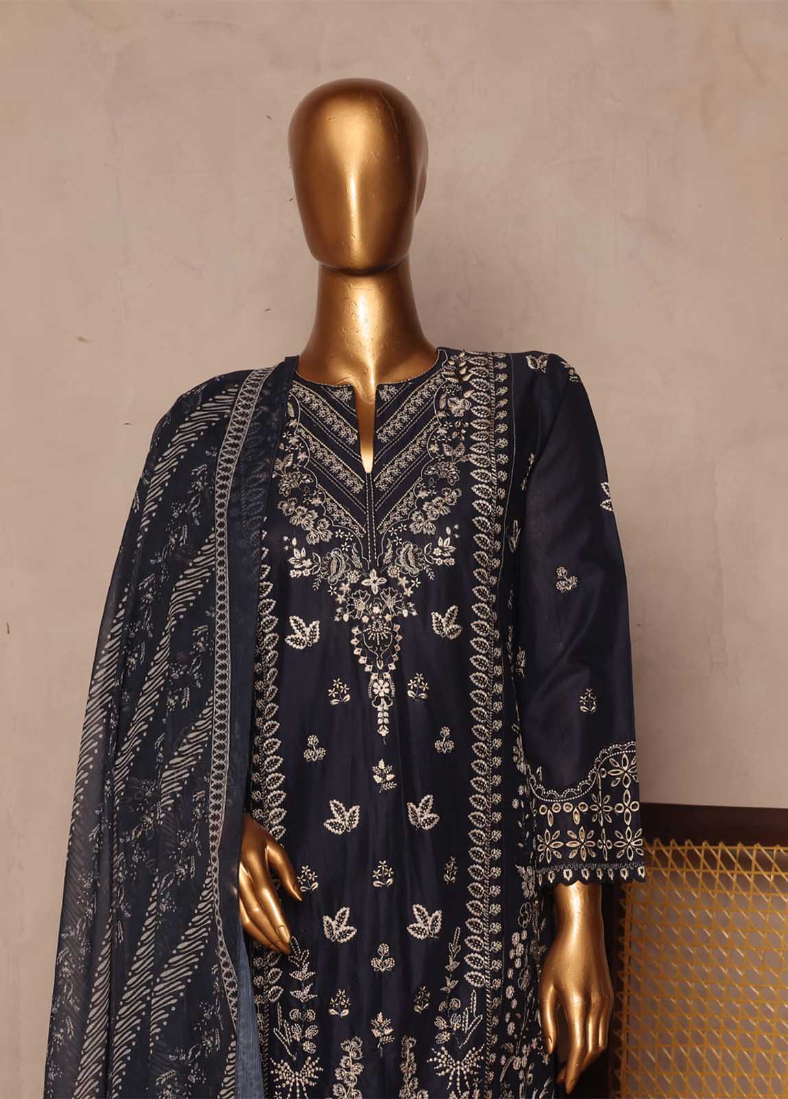 SMPC-EMB-026 B- 3 Piece Luxury Embroidered Stitched Suit