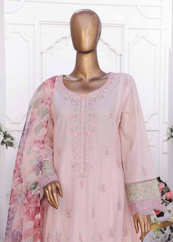 Bin Saeed Fabric - SMPC-FR-011 A-3 Piece Cotton Embroidered Frock Style Suit