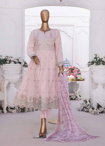 Bin Saeed Fabric - SMPC-FR-011 O-3 Piece Cotton Embroidered Frock Style Suit