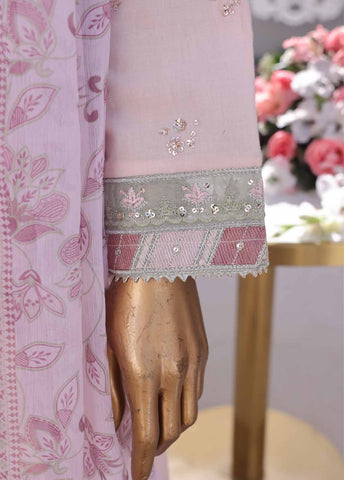 Bin Saeed Fabric - SMPC-FR-011 O-3 Piece Cotton Embroidered Frock Style Suit