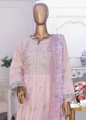 Bin Saeed Fabric - SMPC-FR-011 O-3 Piece Cotton Embroidered Frock Style Suit